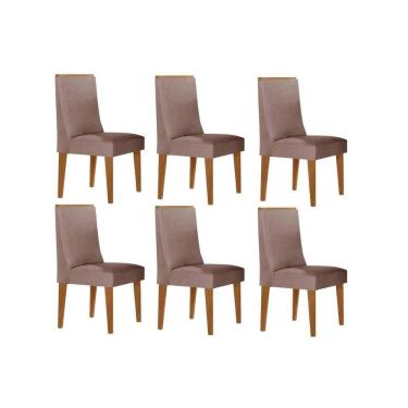 Imagem de Kit 6 Cadeiras de Cozinha Dakota 6 Un Naturale/Linho Capuccino - Rufato