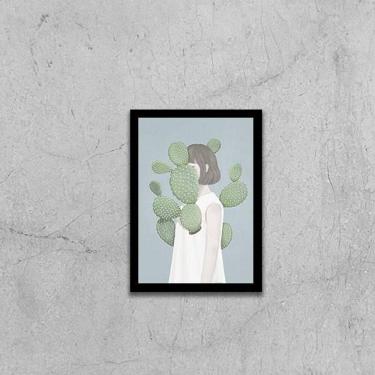 Imagem de Quadro Menina Com Cactos 24X18Cm