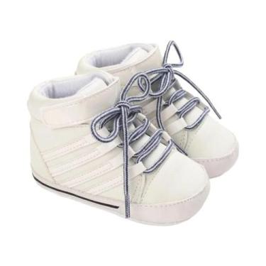 Imagem de Tênis Branco De Cano Alto Em PU Para Bebês, Sola Macia, Confortável, C