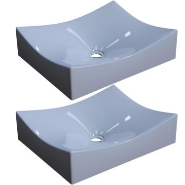Imagem de Kit 02 Cubas de Apoio Retangular Para Banheiro Lavabo C01 ML44W Cinza - Lyam Decor