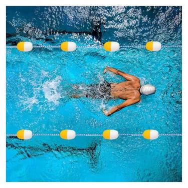 Imagem de Linha divisória flutuante de segurança para piscina com boias, corda de separação de faixa de natação de 18,5 m para piscinas, corda de demarcação de fácil instalação, ideal para segurança e