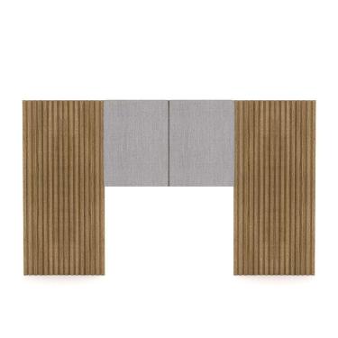 Imagem de Cabeceira Painel Solteiro Ripado Nature E Linho Cinza Sevilha 203 Cm - Pallazio
