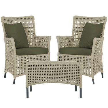 Imagem de 2 Poltronas E 1 Mesa Igapó Alumínio Preta Corda Náutica E13 Rami