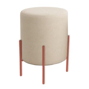 Imagem de Puff Orgânico Boucle Thor Com Pés De Ferro Rosê - 7 Decor Bege