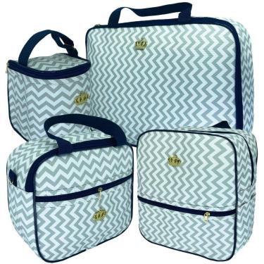Imagem de Kit Saida Maternidade Bolsa Mochila Bebe 4 Pç Zig Marinho