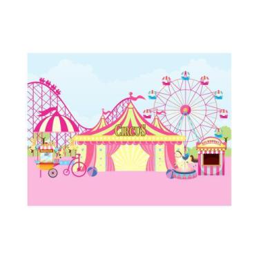 Imagem de Painel De Lona Circo de Diversões Rosa - Fabrika de Festa, 200x150cm