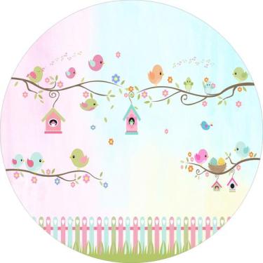 Imagem de Painel de Lona Redondo Passarinhos Cute Canção Diária nas Suas Casas -
