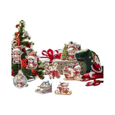 Imagem de Kit De Pintura Em Diamante DIY Com Padrão De Veado De Natal, 12 Peças 