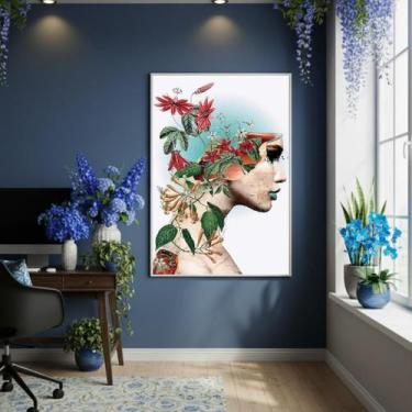 Imagem de Quadro Decor Interior De Mulher 70X50Cm Mold Branca - Quadros On-Line