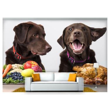 Imagem de Papel De Parede Animais Cachorros Pratos 3D Anm160