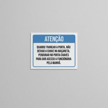 Imagem de Placa Acm Trancar Porta Deixar Chave Maçaneta 18X23 - Sinalizo