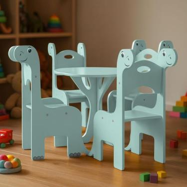 Imagem de Mesa Infantil com 4 Cadeiras Fany para Criança Atividade Escola Creche