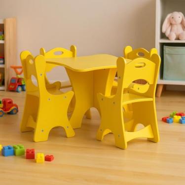 Imagem de Mesa Infantil com 4 Cadeiras Elise para Criança Atividade Escola Crech