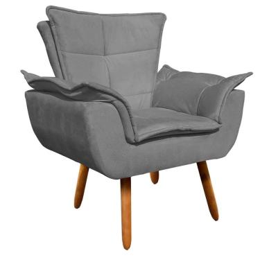 Imagem de Poltrona Pés Palito Opla Suede Grafite - Ibiza