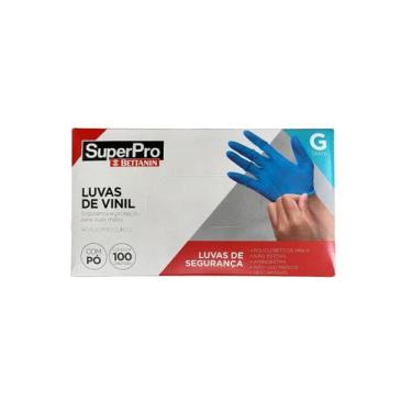 Imagem de Luva Vinil Descartável Azul Com Pó Tam.G SuperPro c/ 100 - Super Pro