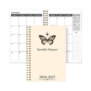 Imagem de Agenda Mensal A5 Com Capa Borboleta 2026-2027, Organizador Espiral De 