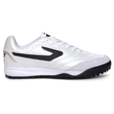 Imagem de Chuteira Society Topper Maestro Td IV, Branco, Dourado, 44