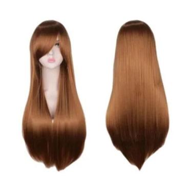 Imagem de Peruca Cosplay Ombre Preta E Vermelha Para Mulheres, Longa E Lisa, Res