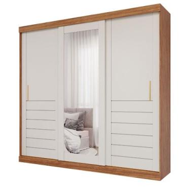 Imagem de Guarda Roupa Maite 3 Portas Correr Espelhos MDF - Panan, Cinamomo Off 