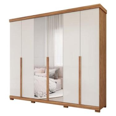 Imagem de Guarda Roupa Copacabana 6 Portas 6 Gavetas Espelho MDF - Panan, Cinamo