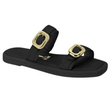 Imagem de Sandália Flat Casual Feminina Vizzano 6522102 Preto-Feminino