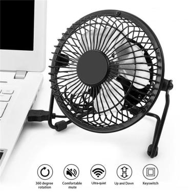 Imagem de Ventilador Em Metal De Mesa Notebook Mini Circulador Ar Usb Potente Casa Carro Articula...