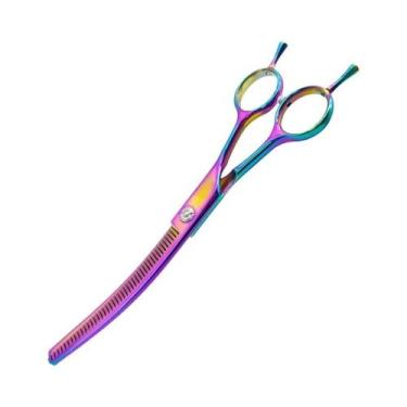 Imagem de Tesoura Profissional Curva De Desbaste Para Cães De 7.0 Polegadas Colo