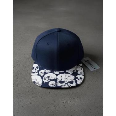Imagem de Boné Aba Reta Caveira Skull Snapback Adulto Ajustável Estilo Streetwea
