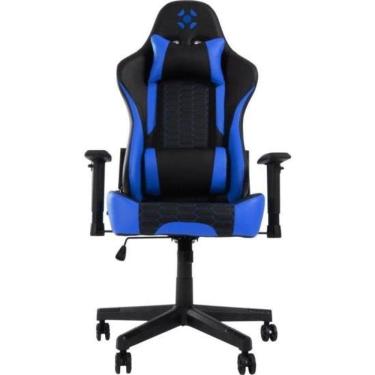 Imagem de Cadeira Gamer Cruiser com Revestimento Sintético e Encosto Reclinável 155º com Almofadas Preto-azul