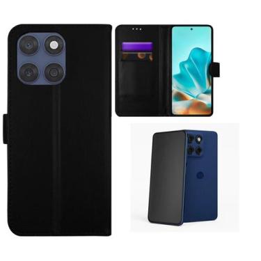 Imagem de Kit Capa Carteira para Moto Edge 60 Fusion + Película Privacidade Fosc