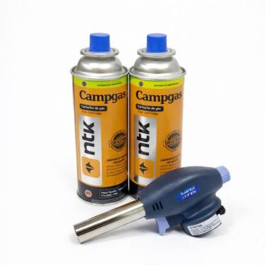 Imagem de Maçarico Culinário Cozinha Regulagem Portátil + 2 Gás Refil - Decofer