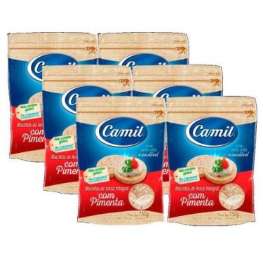 Imagem de 6 biscoito salgado arroz camil com pimenta integral 150 g