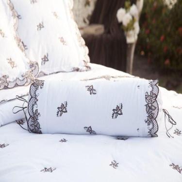 Imagem de Rolo Decorativo Bordado 200 Fios Mondrean Branco 2pçs - VILELA ENXOVAI