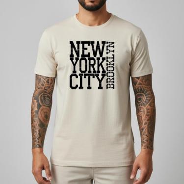 Imagem de Camiseta Masculina NYC Brooklyn Estampada Algodão Premium Camisa Casual Básica Streetwe...