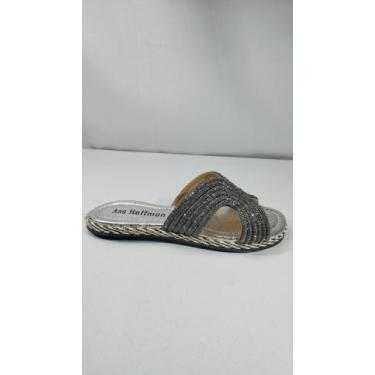 Imagem de Chinelo Rasteirinha Strass Brilho Ana Hoffmann B019 (65551), Preto, 35