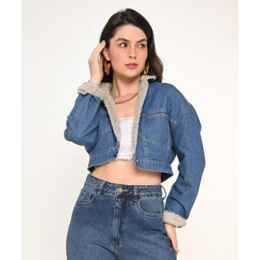 Imagem de Jaqueta Feminina Jeans Cropped com Pelo Razon Jeans
