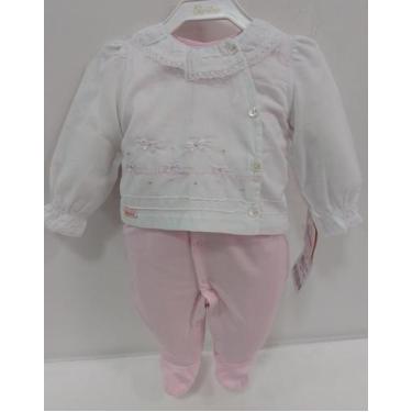 Imagem de Macacão Malha Algodão Bordado Luxo Bebê Menina Paraiso 12984, Rosa, G 
