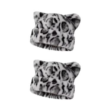 Imagem de Gorro Feminino Com Capuz De Pelúcia Estampa De Leopardo, Quente E Gros
