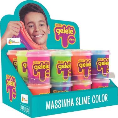 Imagem de Slime Gelelé Pote Color 152g Duas Cores Fluorescentes Atóxico Doce Brinquedo