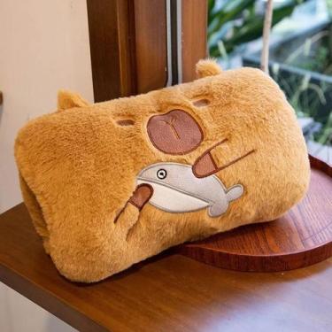 Imagem de Almofada Aquecedora De Mãos Super Macia Em Forma De Capivara, Brinqued