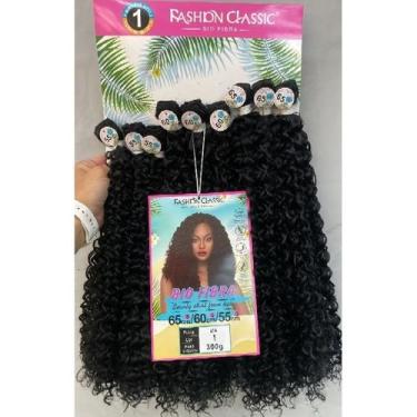 Imagem de CABELO IZA CACHEADO DE BIO FIBRA FASHION CLASSIC  300g, 1B (Preto)