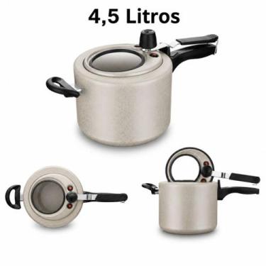 Imagem de Panela de Pressão MTA 4.5L Antiaderente SuperFlon Visor Vidro INMETRO,