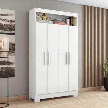 Imagem de Armário Multiuso com 4 Portas e Nicho com Prateleiras Internas Branco/
