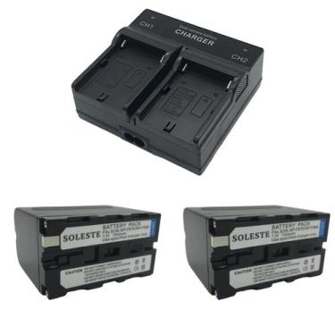 Imagem de 2 bateria Para Câmera Iluminador Led Np-f970+carregador Duplo - Solest