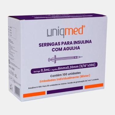 Imagem de SERINGAS INSULINA 0,3ML 8MMX0,30MM 30G BLISTER 50UN UNIQMED Tamanho:0,