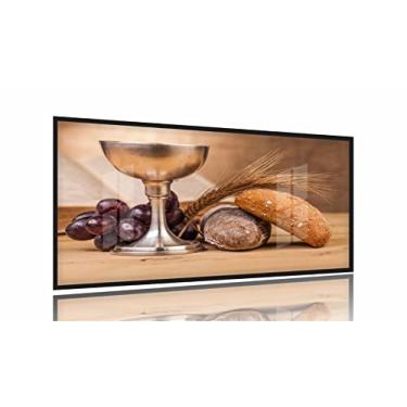 Imagem de Quadros Decorativos Ceia Calice Vinho Cozinha Copa 130x60 Moldura Preta 2x2