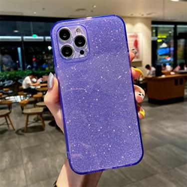 Imagem de Capa transparente de luxo com brilho para iPhone 13 11 12 Pro MAX Mini XS X XR 7 8 Plus SE à prova de choque de silicone macio transparente, roxo, para iPhone 7plus