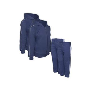 Imagem de Kit 2 Conjuntos Moletom Infantil Azul Marinho Tamanho 06