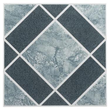 Imagem de Achim Home Furnishings FTVGM30320 Nexus Azulejo de vinil de 12 polegadas, padrão de diamante azul escuro e geo, pacote com 20