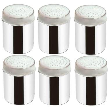 Imagem de Conjunto 6 Saleiros Inox De Mesa Pimenteiros Com Tampa Bancada Brinox Restaurante